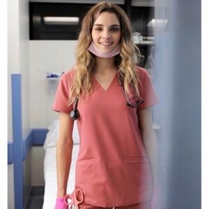 🌸 FIGS Desert Rose Scrub Set — Top + Skinny Pants (Size Small) 🌸